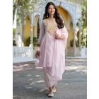 Light Pink Embroidered Cotton Mulmul Suit- Set of 3