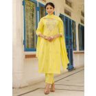 Yellow Gota Patti Embroidered Cotton Suit- Set of 3