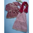 Maroon Printed Cotton Sharara Suit with Chiffon Dupatta - Set of 3