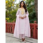 Light Pink Embroidered Cotton Suit- Set of 3