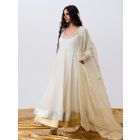 Off White Hand Embroidered Chanderi Zari Dupatta