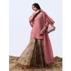 Green Hand Block Printed Chanderi Mul Sharara