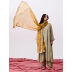 Sage Green Hand Embroidered Silk Kurta with Pants- Set of 2