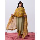 Mustard Yellow Hand Block Printed Chanderi Mul Dupatta