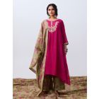 Olive Green Hand Block Printed Chanderi Mul Dupatta