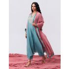 Pink Embroidered Chanderi Mul Dupatta
