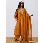 Orange Cotton Silk Pants