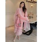 Pink Cotton Lace Kurta with Palazzo - Set of 2