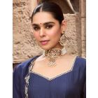 Gold Plated White Handcrafted Brass Choker with Earrings - Set of 2