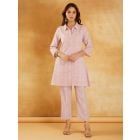 Purple Embroidered Cotton Co-ord Set- Set of 2
