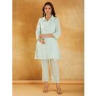 Blue Embroidered Cotton Co-ord Set- Set of 2