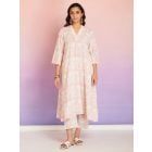 Old Rose Pink Hand Block Printed Cotton Kurta with Pants- Set of 2