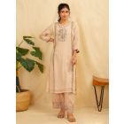 Beige Embroidered Chanderi Kurta