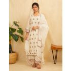 Off White Embroidered Chanderi Dupatta