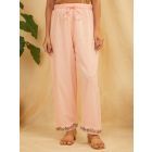 Peach Embroidered Cotton Pants