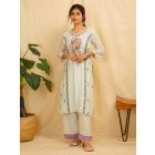 Mint Blue Embroidered Chanderi Kurta