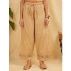 Brown Pintuck Cotton Pants