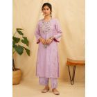 Lavender Embroidered Chanderi Kurta