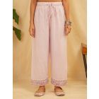 Lilac Embroidered Cotton Pants