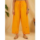 Mustard Yellow Embroidered Cotton Pants