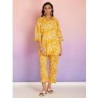 Yellow Hand Block Printed Cotton Co-ord Set- Set of 2