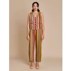 Multicolor Striped Linen Co-ord Set - Set of 2