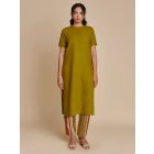 Mehndi Green Linen Kurta with Pants - Set of 2