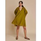 Mehndi Green Linen Dress
