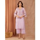 Lavender Embroidered Chanderi Kurta