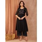 Black Embroidered Cotton Pants