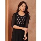 Black Embroidered Chanderi Kurta