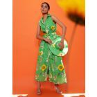 Green Printed Cotton Dress with Belt