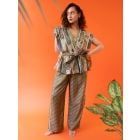 Green Printed Cotton Silk Co-ord Set- Set of 2