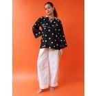 Black Polka Dot Printed Muslin Cotton Top