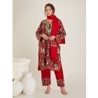 Red Aari Work Woolen Suit- Set of 3