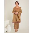 Beige Aari Work Woolen Suit- Set of 3