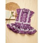 Mauve Polka Dot Hand Block Printed Mulmul Dress