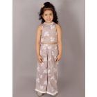 Grey Printed Cotton Satin Embroidered Co-ord Set- Set of 2