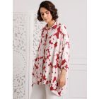 Maroon Hand Block Printed Viscose  Hand Embroidered Shirt