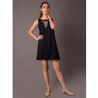 Black Embroidered Cotton Viscose Dress