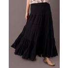 Black Cotton Tiered Skirt