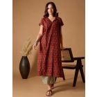 Maroon Bagru Hand Block Printed Cotton Kurta