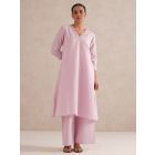 Lilac Cotton Kurta with Pants- Set of 2