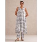 White Printed Cotton Kurta with Pants- Set of 2