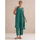 Emerald Green Cotton Kurta with Pants- Set of 2