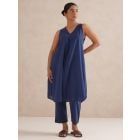 Blue Cotton Kurta with Pants- Set of 2