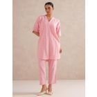Light Pink Checkered Cotton Co-ord Set - Set of 2