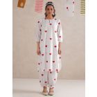 White Hand Block Printed Cotton Kurta with Salwar- Set of 2