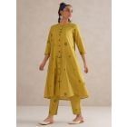 Lime Green Hand Block Printed Cotton Kurta