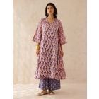 Pink Printed Cotton Kurta and Palazzo- Set of 2